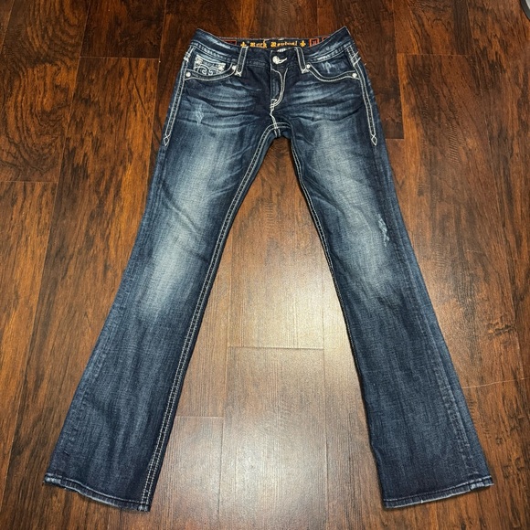 Rock Revival Jody Boot Dark Blue Boot Cut Jeans Y2K Vintage Size 31 EUC - Picture 2 of 16